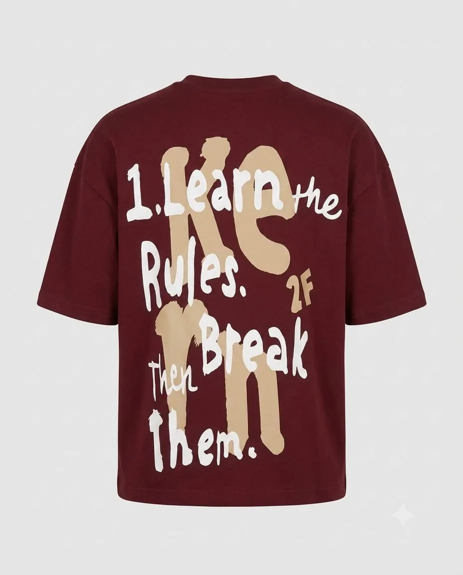 "Learn the Rules" Graphic T-Shirt - Burgundy