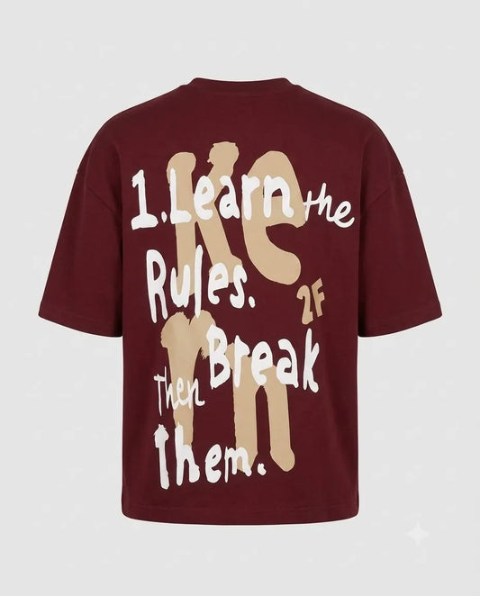 "Learn the Rules" Graphic T-Shirt - Burgundy