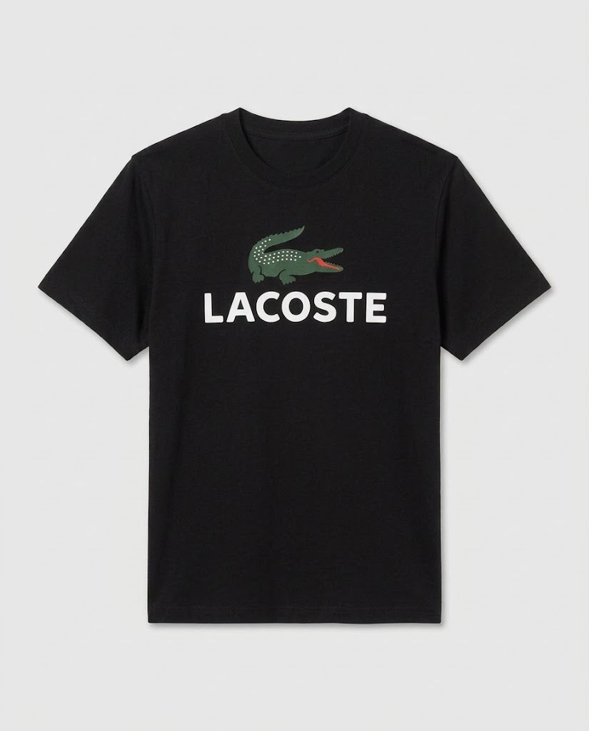 Classic Logo Printed T-Shirt in Black and Beige SLIM FIT
