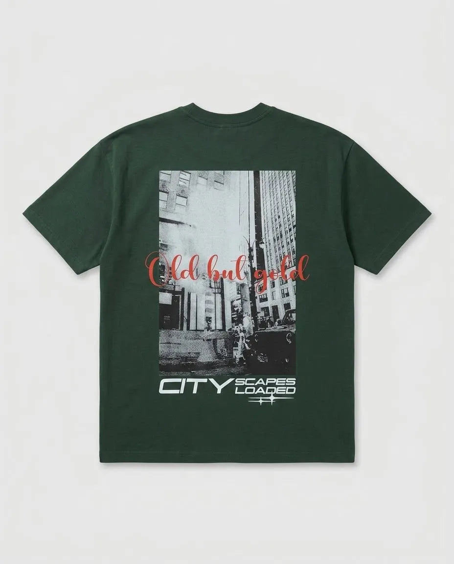 "Old But Gold" Cityscapes Printed T-Shirt - Box Fit