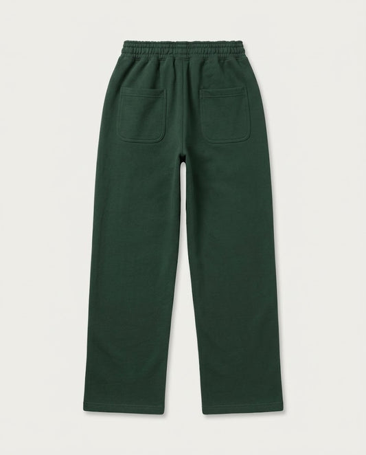 Dark Green Wide-Leg Sweatpants