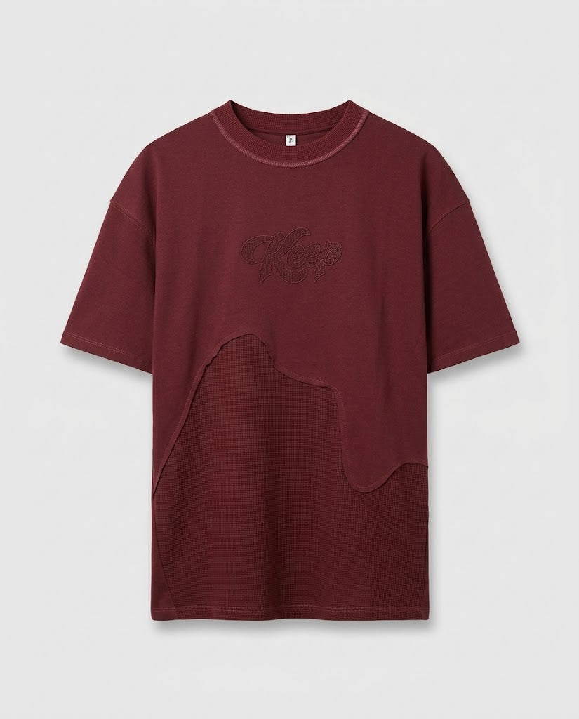 Oversized T-Shirt with Wave Panel and Embroidery
