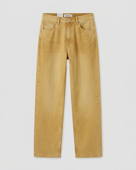 Twenty Store Men's Washed Mustard Wide-Leg Jeans