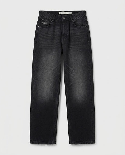 STWD Black Washed Wide-Leg Jeans