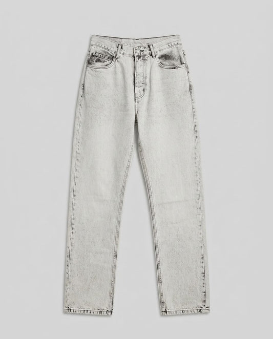 STWD Light Grey Acid Wash wide-Leg Jeans