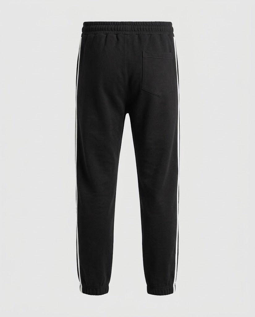 Grey Side-Striped Joggers with "BE THE WORLD" Print