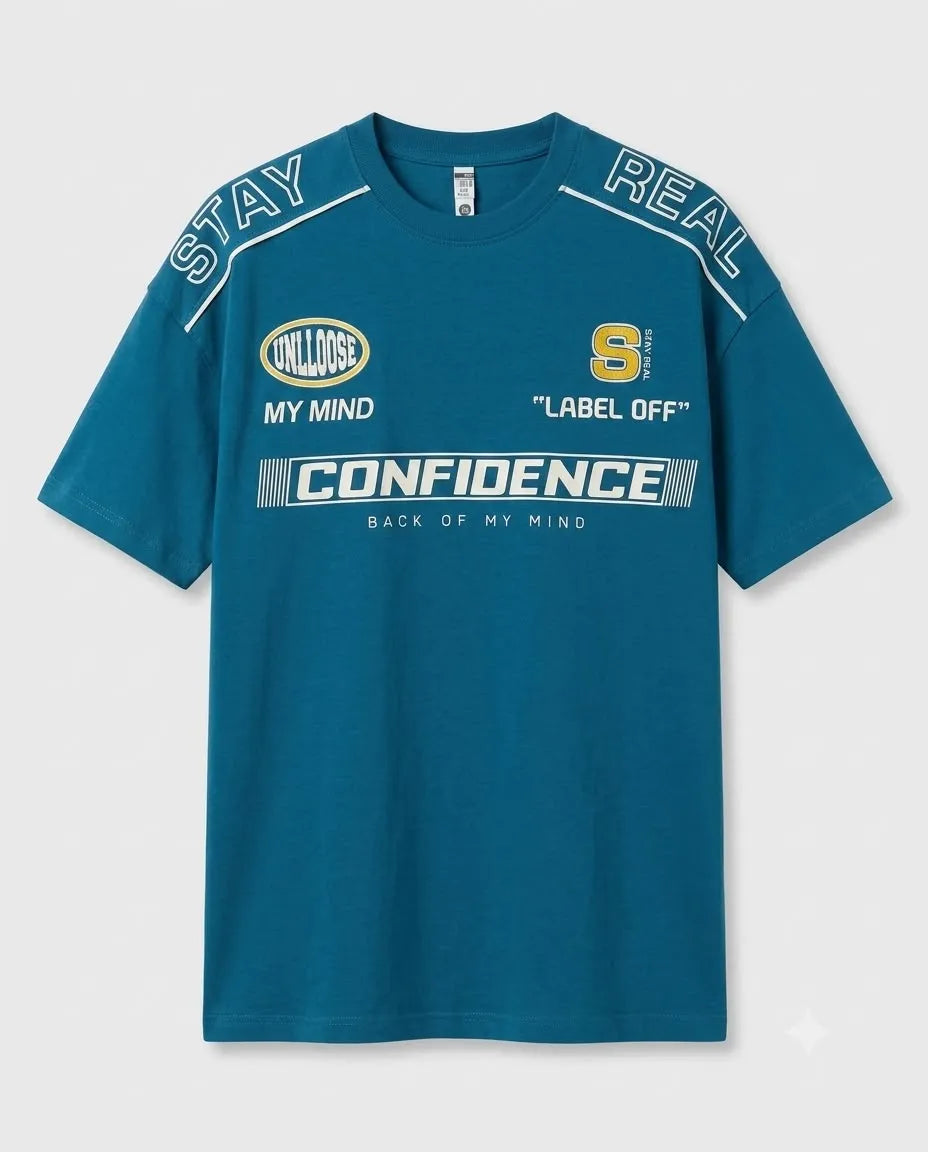 "CONFIDENCE - STAY REAL" Racing Graphic T-Shirt