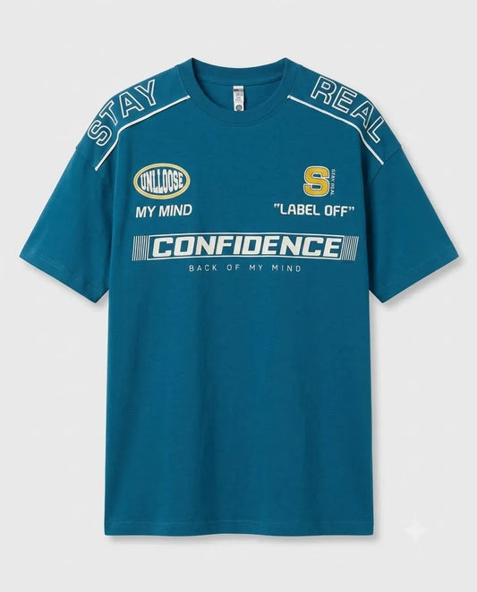 "CONFIDENCE - STAY REAL" Racing Graphic T-Shirt