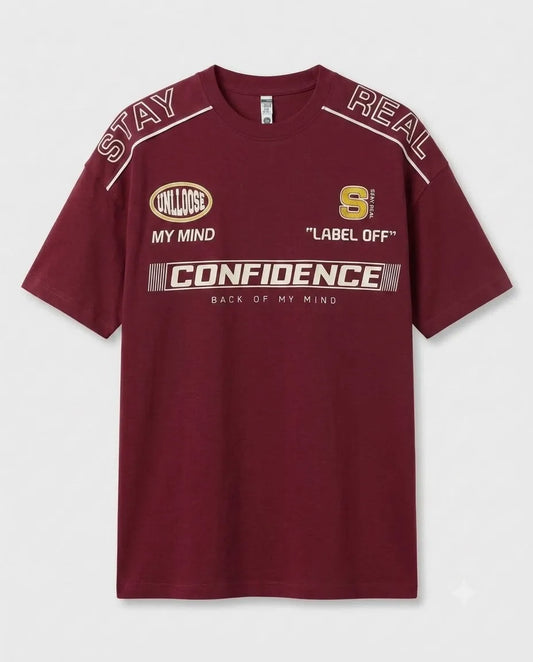 "CONFIDENCE - STAY REAL" Racing Graphic T-Shirt