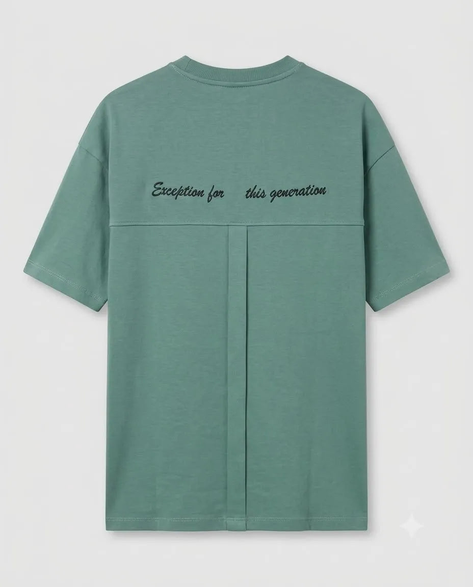 Mint Green "Exception For This Generation" Embroidered T-Shirt