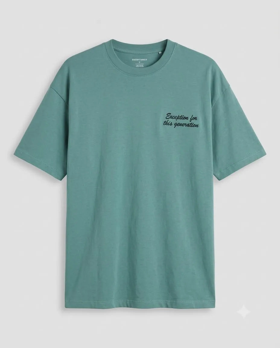 Mint Green "Exception For This Generation" Embroidered T-Shirt
