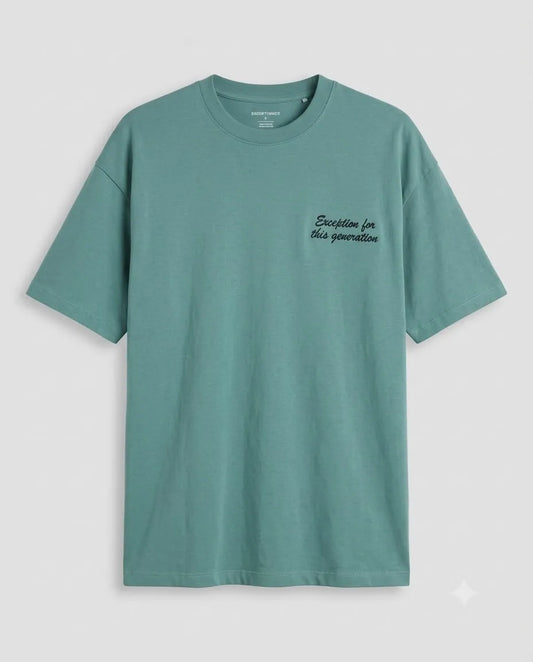 Mint Green "Exception For This Generation" Embroidered T-Shirt