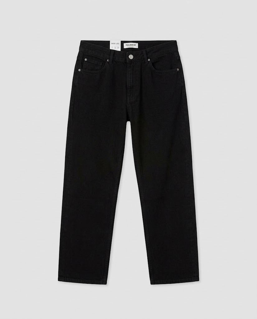 PULL&BEAR Plain Black Wide-Leg Jeans