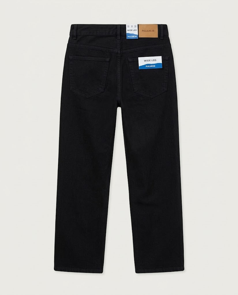 PULL&BEAR Plain Black Wide-Leg Jeans