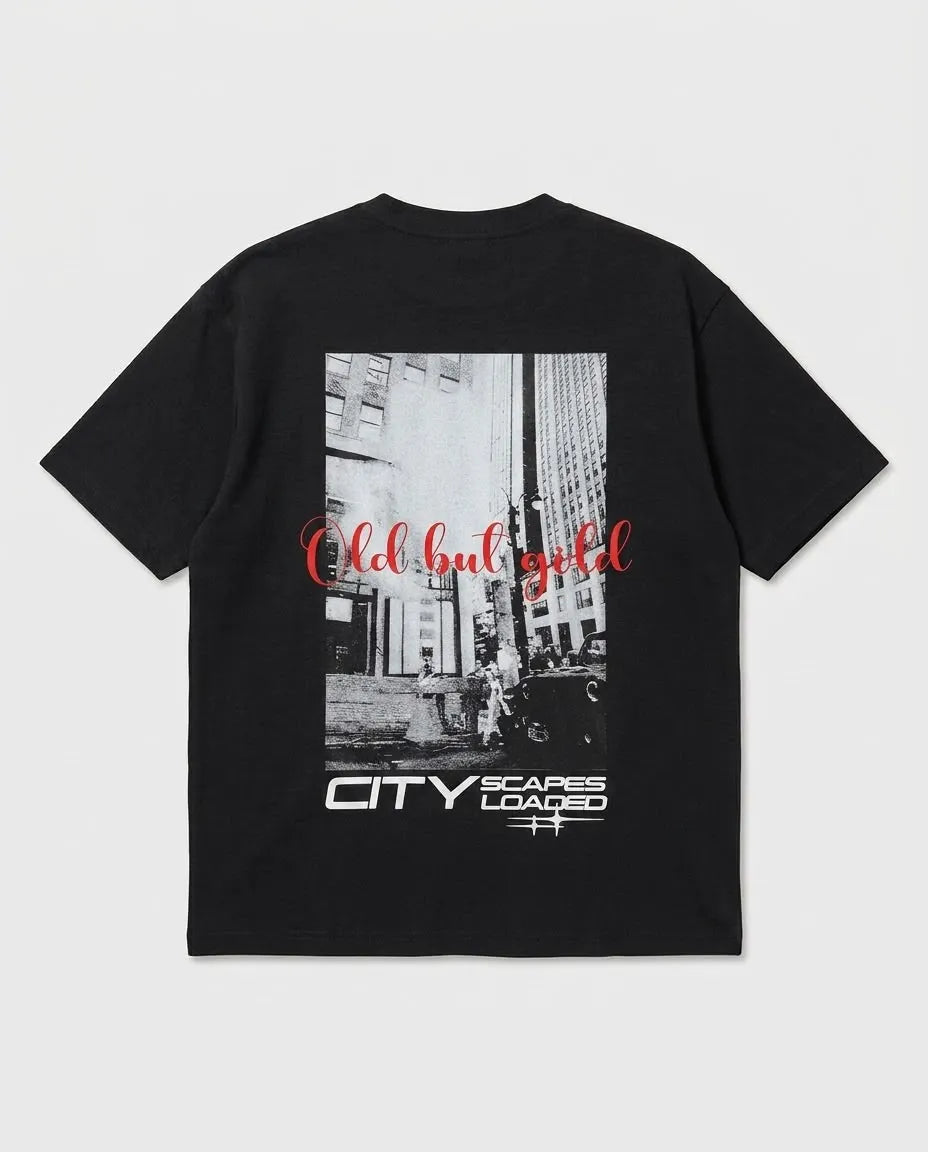 "Old But Gold" Cityscapes Printed T-Shirt - Box Fit