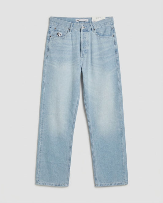 BERSHKA Light Blue Washed WIDE-Leg Jeans