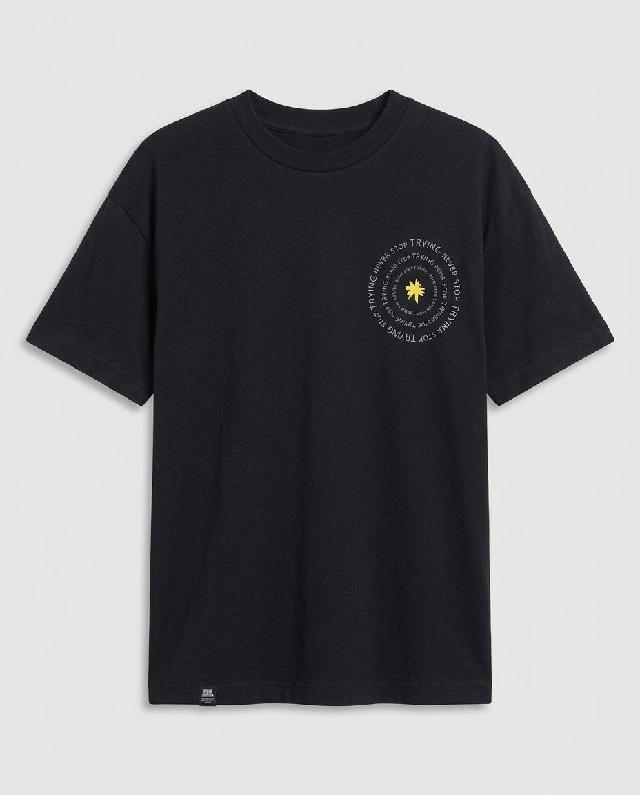 Oversized T-Shirt with "Never Stop Trying" Back Graphic Print