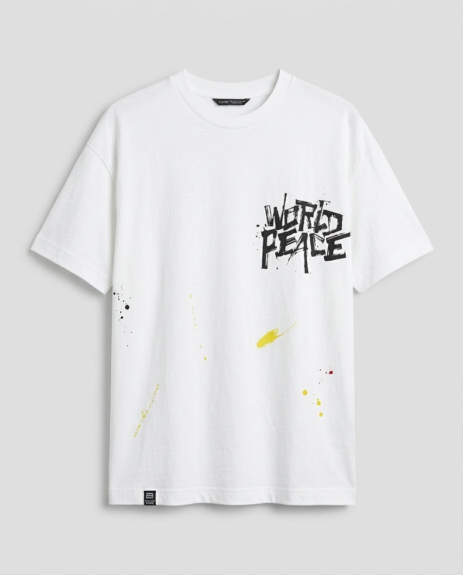 Modern Graphic Oversized T-Shirt with Paint Splash Details